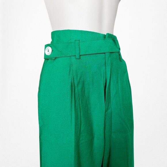 Zara Green High Waisted Button Front Detail Straight Leg Pants Size XS/S - Picture 7 of 9